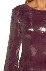 Steevy Purple Sequin Long Sleeve Mini Dress Image