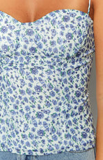 Strawberry Kisses Blue Floral Top Image