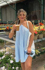 Talei Blue Halter Puff Mini Dress Image