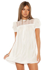Taste White Sheer Lace Detail Mini Dress Image