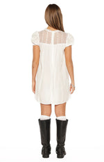 Taste White Sheer Lace Detail Mini Dress Image
