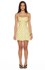 Teo Yellow Polka Dot Mini Dress Image