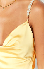 Tira Yellow Satin Mini Dress Image