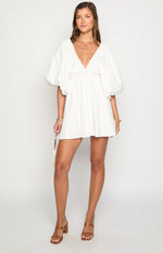 Torie White Short Sleeve Mini Dress Image