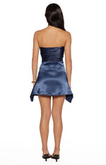 Tory Navy Strapless Satin Mini Dress Image