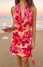 Trixie Yellow Orchid Cowl Neck Mini Dress Image