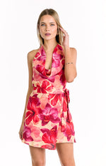 Trixie Yellow Orchid Cowl Neck Mini Dress Image
