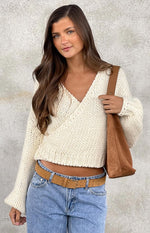 Verity Cream Knit Wrap Cardigan Image
