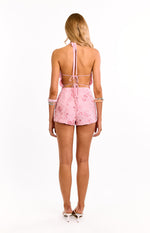 Vinne Light Pink Beaded Shorts Image