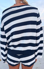 Willa Navy Stripe Knit Shorts Image