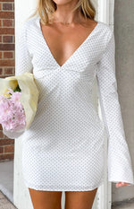 Winston White Polka Dot Long Sleeve Mini Dress Image