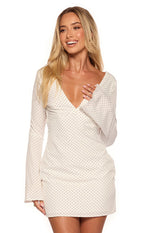 Winston White Polka Dot Long Sleeve Mini Dress Image