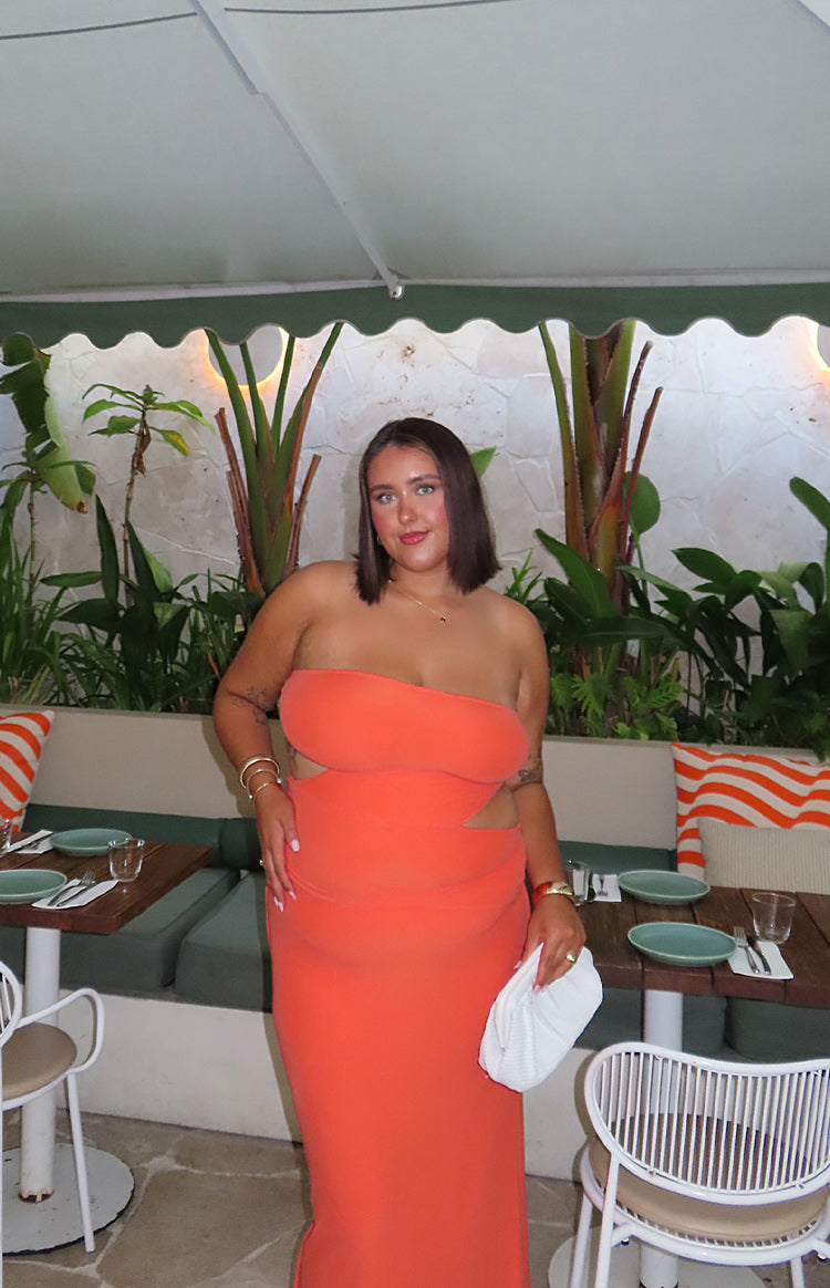 Xela Orange Strapless Maxi Dress Image