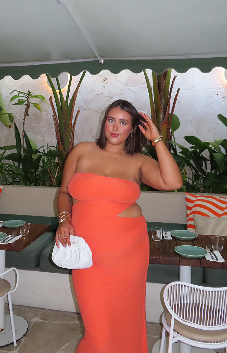 Xela Orange Strapless Maxi Dress Image