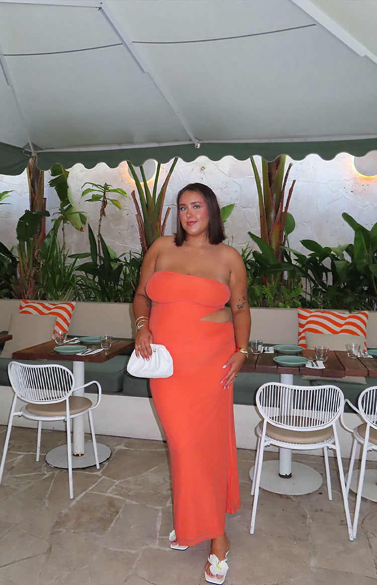 Xela Orange Strapless Maxi Dress Image