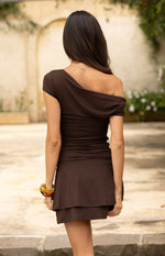 Yolanda Brown Off Shoulder Mini Dress Image