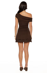 Yolanda Brown Off Shoulder Mini Dress Image