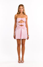 Zander Pink Strapless Cut Out Party Mini Dress Image
