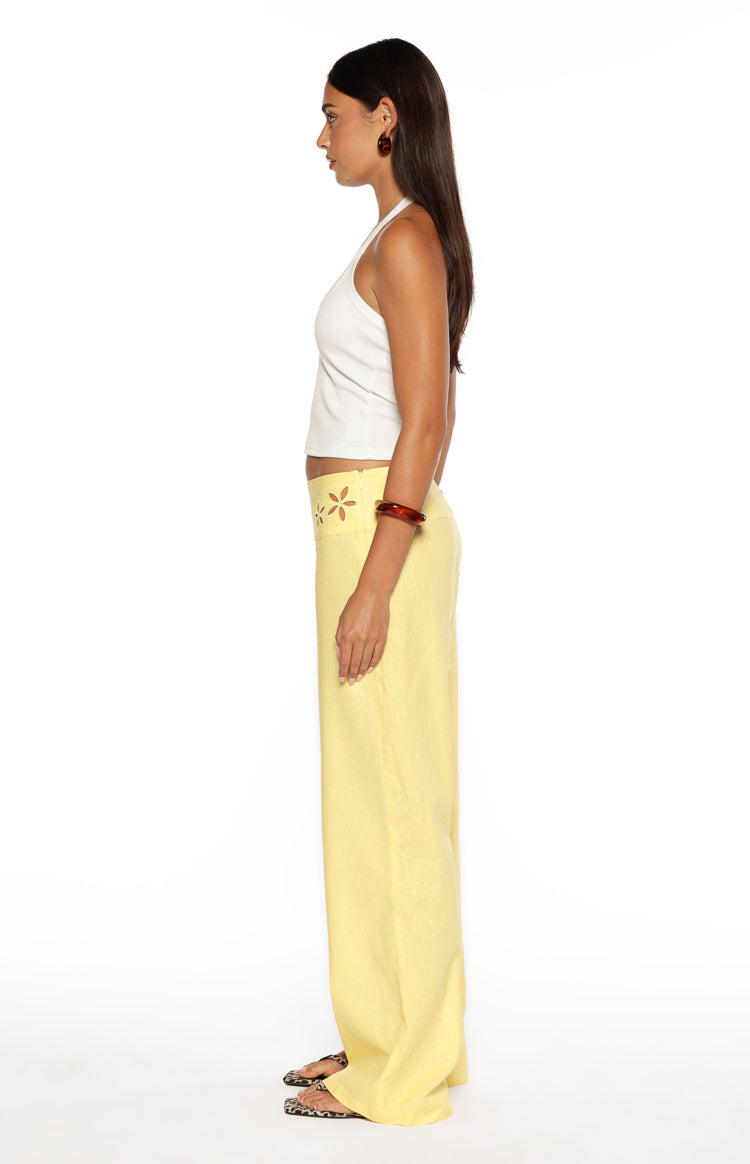 Alamara Yellow Floral Detail Wide Leg Pants Image