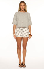 Aurelia Light Grey Short Sleeve Cropped Cardigan Image