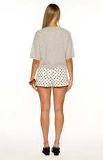 Aurelia Light Grey Short Sleeve Cropped Cardigan Image