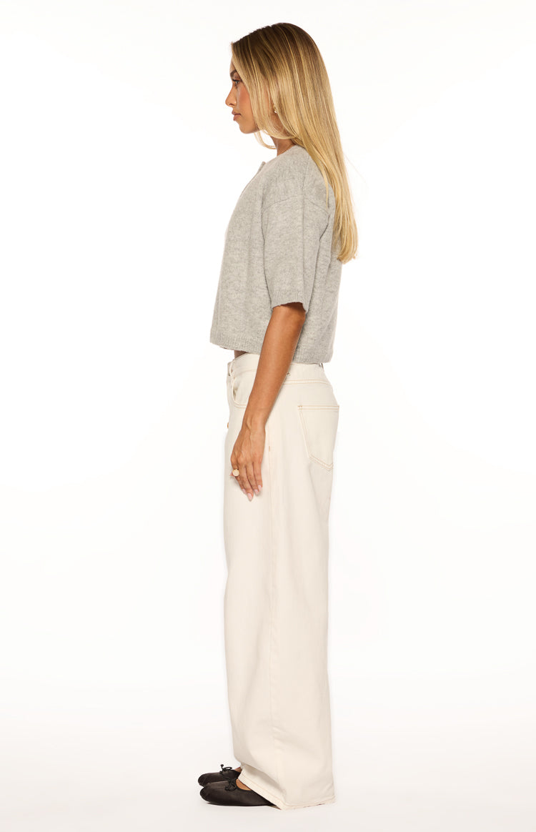 Aurelia Light Grey Short Sleeve Cropped Cardigan Image
