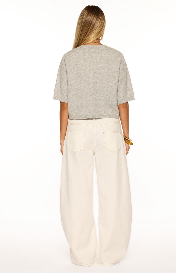 Aurelia Light Grey Short Sleeve Cropped Cardigan Image