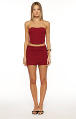 Bellah Burgundy Strapless Corset Top Image