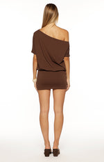 Bisou Brown Off Shoulder Mini Dress Image