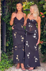 Inara Black Sequin Ruffle Maxi Dress Image