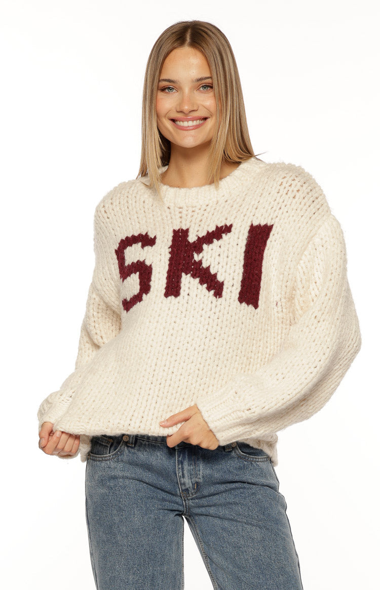 Jasmine Ski Cream Jacquard Chunky Knit Sweater Image
