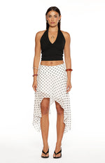 Khalea White Polka Dot Hanky Hem Midi Skirt Image