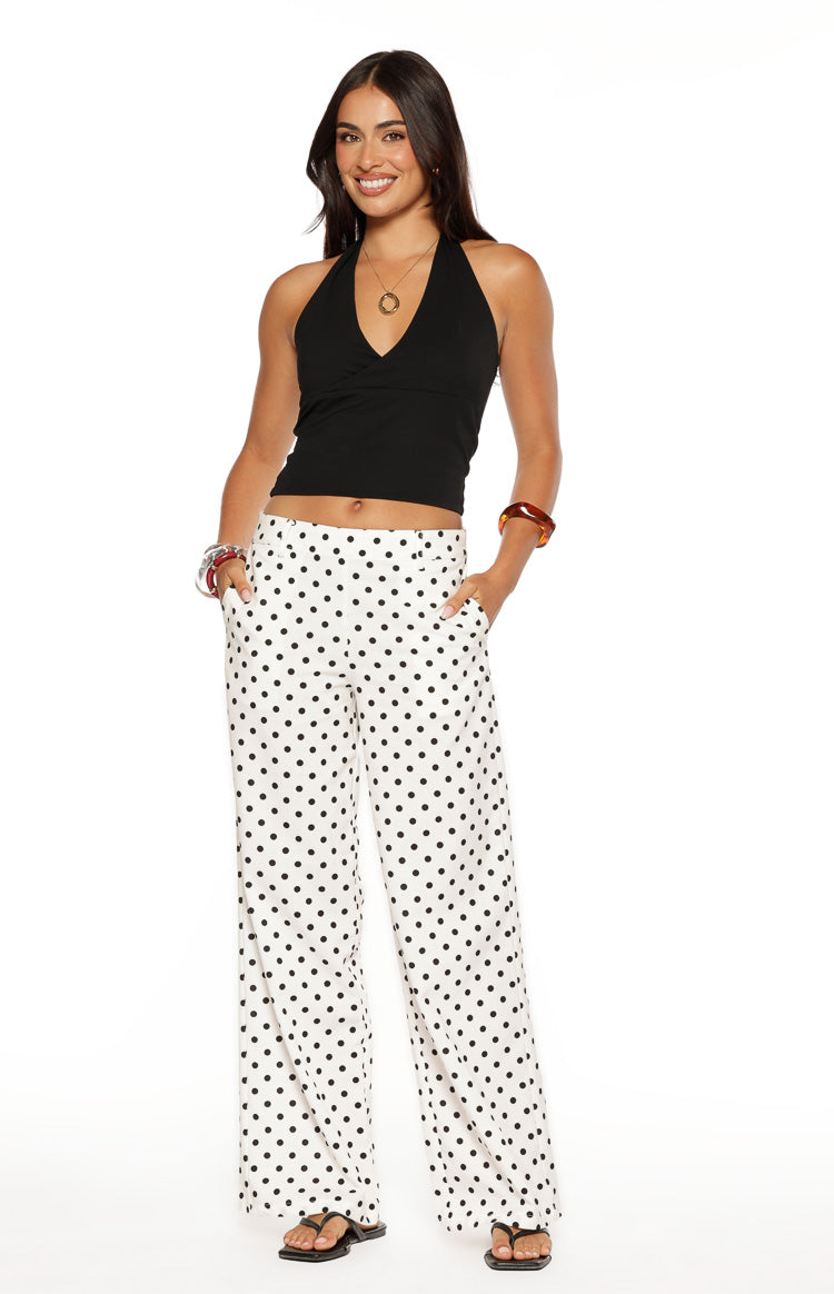 Loreta White Polka Dot Low Waist Pants Image