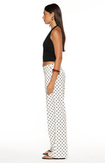 Loreta White Polka Dot Low Waist Pants Image