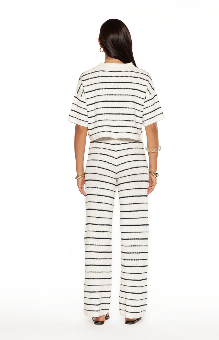 Maple White Navy Stripe Knit Pants Image