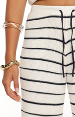 Maple White Navy Stripe Knit Pants Image