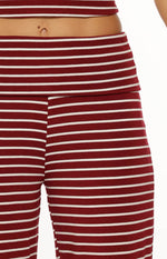 Pippen Burgundy Stripe Foldover Wide Leg Pants Image