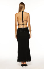 Saedee Black Halter Neck Mesh Top Image