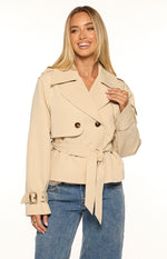 Wilda Cream Cropped Trench Coat - PRE ORDER Image