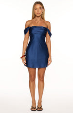Zoella Tall Fit Navy Off The Shoulder Mini Dress Image